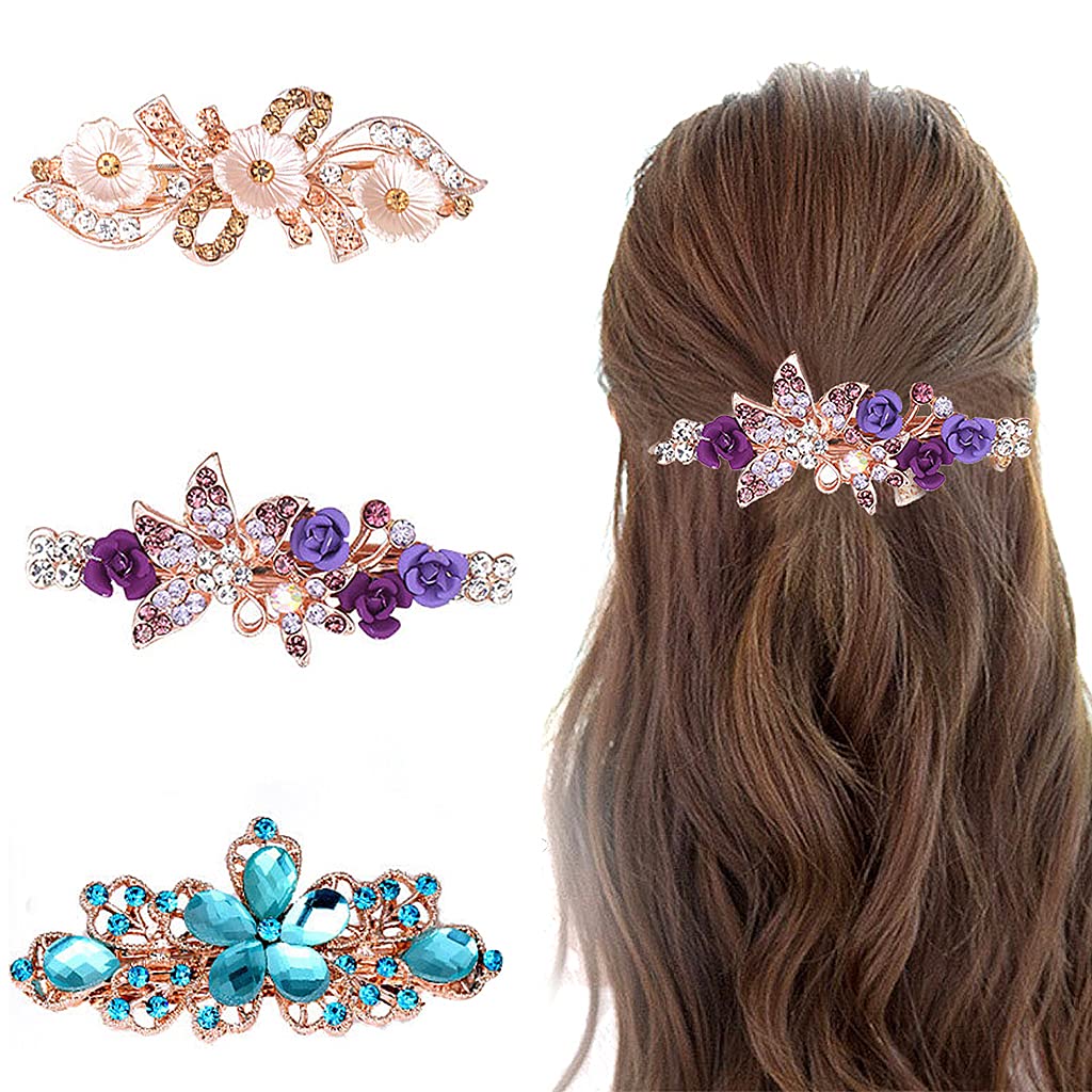 MAYCREATE 3pcs Hair Flare Clips for Women Rhinestone Hair Clips French Hair,Hair Accessories for Women Stylish,Barrettes Spring Clip Bridal Formal Event Jewelry Accessory for Women and Girl MAYCREATE 3pcs Hair Flare Clips for Women Rhinestone Hair Clips French Hair,Hair Accessories for Women Stylish,Barrettes Spring Clip Bridal Formal Event Jewelry Accessory for Women and Girl